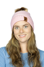 Dianthus Pink Ribbed Beanie with Pom - £25.99 GBP