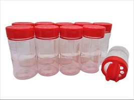 Large 8 OZ Clear Plastic Spice Container Bottle Jar With Red Cap- Set of... - £12.60 GBP
