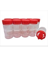 Large 8 OZ Clear Plastic Spice Container Bottle Jar With Red Cap- Set of... - £12.65 GBP