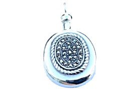 Sterling Silver MARCASITE Perfume Pendant Reversible Oval Shaped  - $63.39
