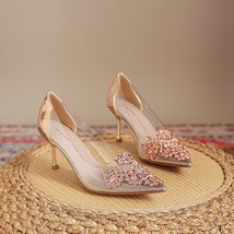 Spring Autumn Women&#39;s Shoes Fashion Rhinestone Narrow Band Bling PVC Transparent - £40.76 GBP