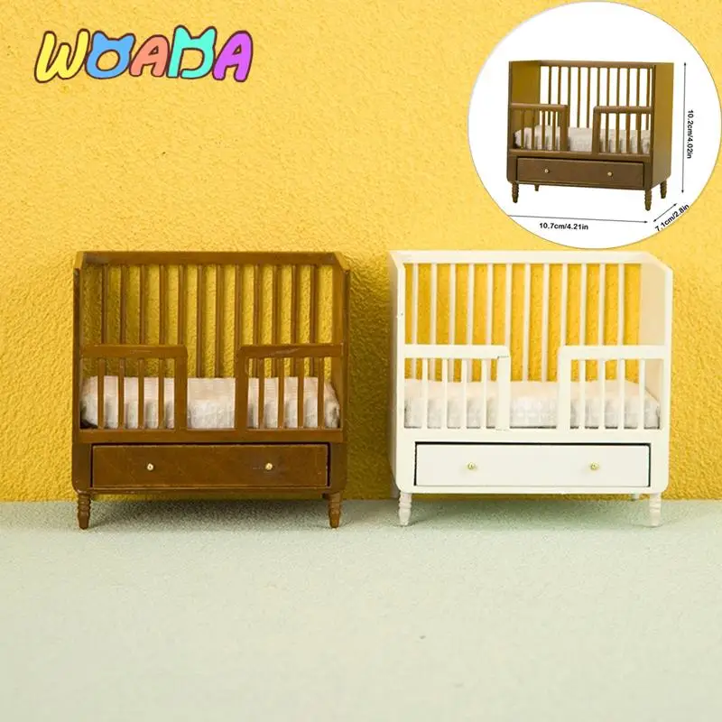 1:12 Dollhouse Miniature Bed European Style Double Bed Home Bedroom Furniture - £10.68 GBP