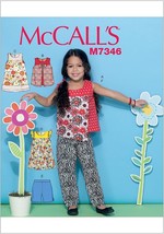 McCall&#39;s Sewing Pattern 7346 Girls Top Dress Shorts Pants Size 2-5 - $8.06