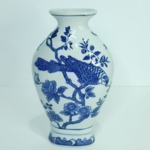 Vintage Blue White Asian Vase With Bird Flower Formalities Baum &amp; Bros 1... - $59.39