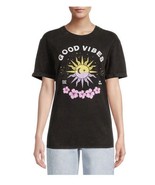No Boundaries Juniors Good Vibes Boyfriend T-Shirt Size XS (1) Color Black - $289.85 MXN