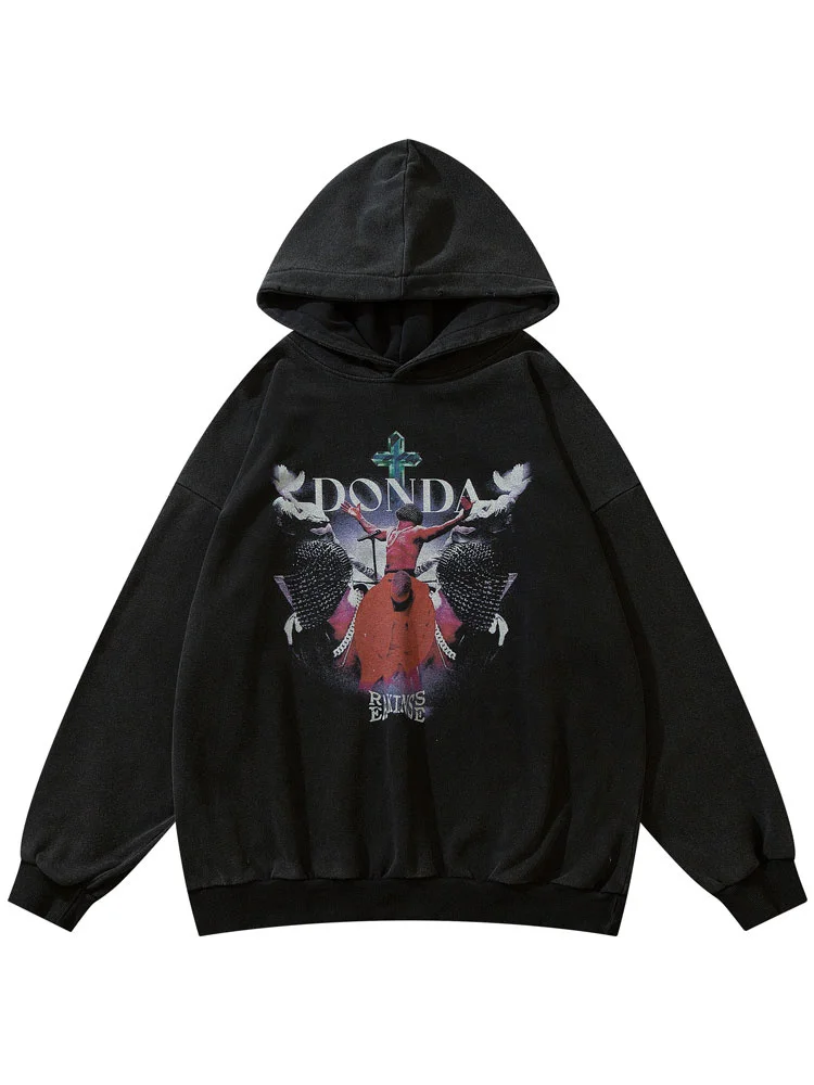 Men Hooded Sweatshirt Hip Hop   Graphic Letter Print Hoodie Streetwear  Harajuku - £444.44 GBP