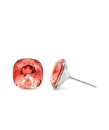 10mm Coral Swarovski Studs | Cushion Cut Earrings | Coral Crystal Earrin... - €21,67 EUR