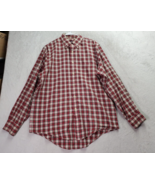 Lands&#39; End Dress Shirt Mens Size 15.5 Red Plaid 100% Cotton Collared But... - $19.21