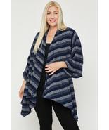Plus Size Navy Blue Kimono Style Striped Cardigan - £15.18 GBP