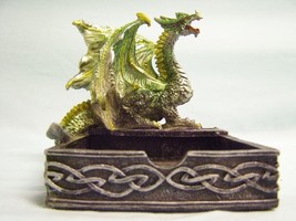 Everspring dragon note paper box base 4 1/2” x 4”  4 1/2” tall green  SL33 - $14.99