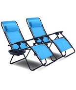 2 Pieces Folding Lounge Chair with Zero Gravity-Light Blue - Color: Ligh... - $3,756.89 MXN