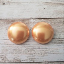 Vintage Clip On Earrings - Apricot Tone Large Domed Circle - $12.99