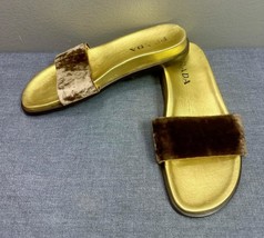 PRADA Brown Velvet Top Slides Sandals Shoes Size 38 IT / 8 US Made in Italy - £59.70 GBP