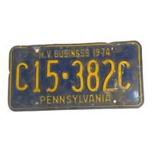Vintage 1974 Pennsylvania License Plate Tag M.V. Business C15-382C Man Cave - $23.36