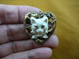 (CS28-10) little white KITTY cat CAMEO heart Pin Pendant Jewelry brooch necklace - £21.19 GBP
