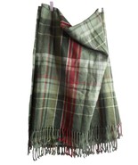 Sainburys Home Green Red Plaid Scarf Wrap Fringe Trim Multifunctional Ac... - $19.99