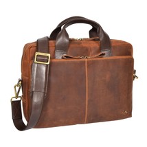 DR382 Men&#39;s Cross Body Leather Laptop Bag Tan - £126.91 GBP