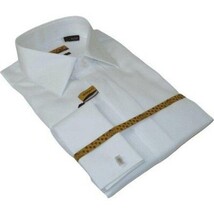 Men 100% Egyptian Cotton Shirt French Cuffs Wrinkle Resistance ENZO 71402 White image 9