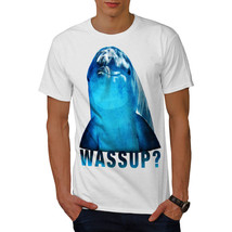 Wellcoda Wassup Blue Dolphin Mens T-shirt, Smile Graphic Design Printed Tee - £14.74 GBP+