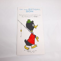 Happy Birthday Son Birthday Duck Fishing Card Vintage Card Used USA - £15.51 GBP