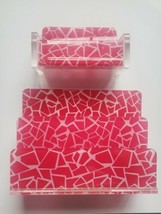Desk Set - Letter and Business Card Holder - Pink Zebra Pattern - $9.41