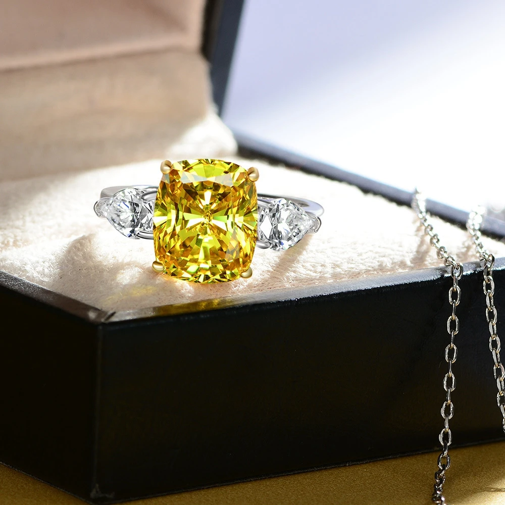 Wong Rain  925  Silver Created Moissanite Citrine Gemstone Engagement Fine Jewel - £54.37 GBP