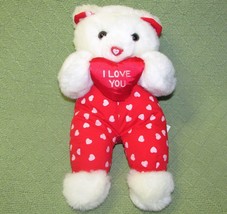 1985 Valentine Teddy Just Luv Bear Plush Stuffed 12&quot; Vintage White Red Heart Toy - £24.78 GBP