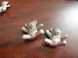 Lot of 2 Small Pewter Teddy Bear Figurines - £13.22 GBP
