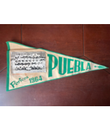 Vintage PERICOS PUEBLA Baseball Mexican Photo Pennant Flag 19&quot; from 1960&#39;s - $121.54