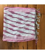 Hipster Boho Cotton Woven Pink White Striped Glitter Fringe Wrap Scarf 7... - £29.22 GBP
