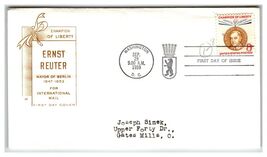 Scott #1170 1959 Ernst Reuter Champion of Liberty First Day Cover FDC - $8.09