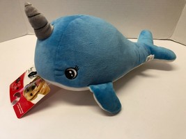 Pet Lou Petlou Dog Plush Squeeky Crinkly 13&quot; Narwhal Pup Toy - £12.65 GBP
