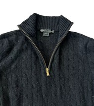 Ralph Lauren Black Label 1/4 Zip Mock Neck Cashmere Cable Knit Sweater Womens XL - £119.41 GBP