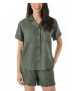 Member&#39;s Mark Short Sleeve Tencel Camp Shirt GREEN Women&#39;s Sz M NWT - $16.38