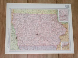 1951 Original Vintage Map Of Iowa Des Moines / Verso Indiana Indianapolis Gary - £13.63 GBP