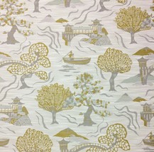 Ballard Design Sora Vapor Gold Inside Out® Chinoiserie Toile Fabric By Yard 57&quot;W - £25.57 GBP