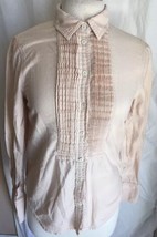 Vintage J. Crew Peach Tuxedo Front Button Down Long Sleeve Shirt Women&#39;s 4 - £19.46 GBP