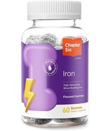 Iron Gummies, Supplement Vitamin C, Adults 10mg, Kosher, 60 Flavored Gum... - £10.18 GBP