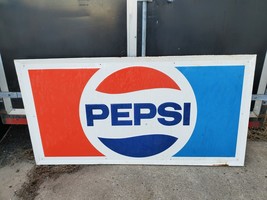 HUGE Vintage 1970s Pepsi Cola  Stout Metal Soda Sign D - £431.89 GBP