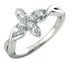 0.40ct Diamond 14k White Gold Aster Ring Valentine Day - £511.63 GBP