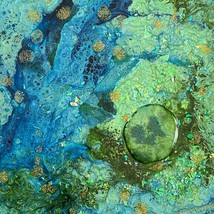 Sea Song Cove - Original Art Handmade Blue Green Mixed Media Artwork Frame Ready - £103.63 GBP