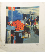 Claude Fauchere Serigraph, The Fruit Market, 263/350, 54 x 39.7 cm, Signed - €58,69 EUR