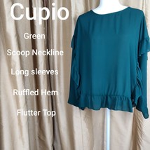 Cupio Green Ruffled Hem Futter Top Size L - £15.92 GBP