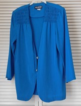 Susan Graver S.G. Sport Long Sleeve Smocked Yoke Jacket MEDIUM Turquoise - $39.99