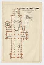 1924 Original Vintage Plan Of Lichfield Cathedral / England - £11.49 GBP