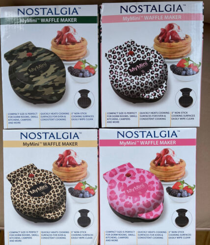 Primary image for NOSTALGIA 5'' Mini WAFFLE MAKER New Animal Print OR Camo you CHOOSE ONE ONLY