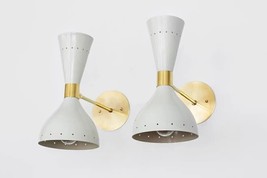 Mid Century Raw Brass Single Cone Wall Lamp Pinholes Scone Style - £120.69 GBP