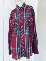 Vintage Wrangler Western Shirt Mens Medium Large Plaid Pearl Snap Lightw... - $15.20