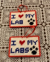 Handmade Needlepoint Sign I Love My LAB LABS Labrador Retriever Lover  Brand New - £8.72 GBP