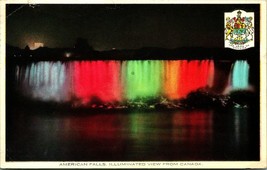 American Falls Illuminated From Canada Niagara Falls New York 1932 Postcard D11 - £2.34 GBP
